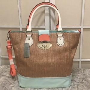 NWT! Apt. 9 Straw and Patent Leather Tote
